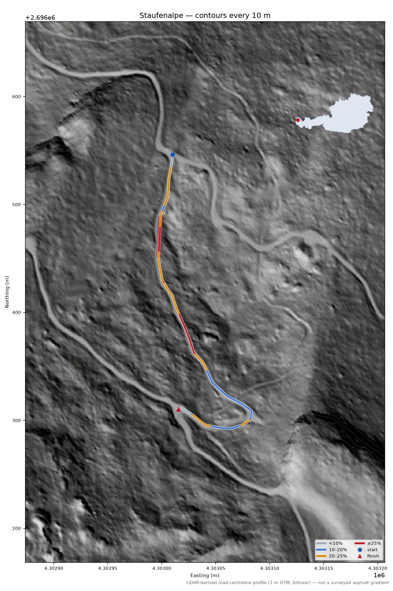 Staufenalpe LiDAR hillshade map with contours