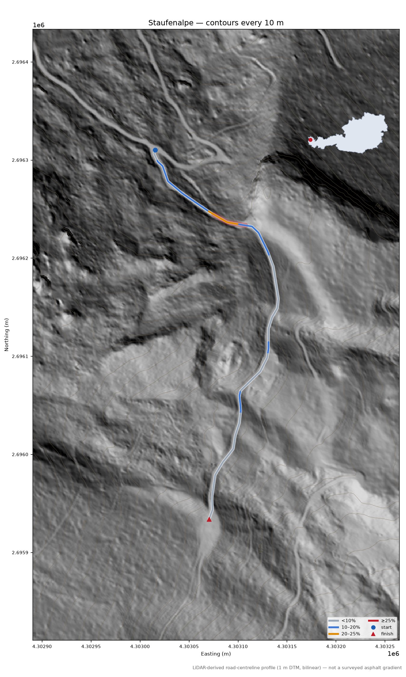 Staufenalpe LiDAR hillshade map with contours