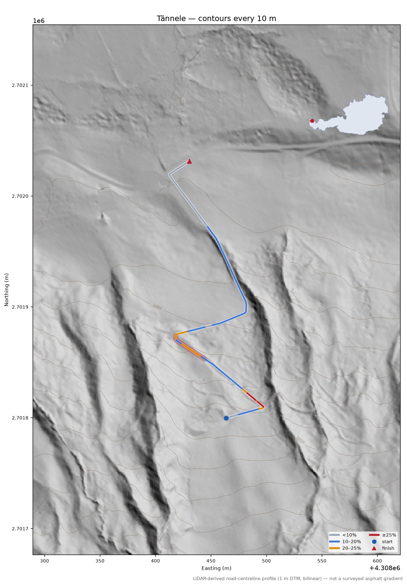 Tännele LiDAR hillshade map with contours