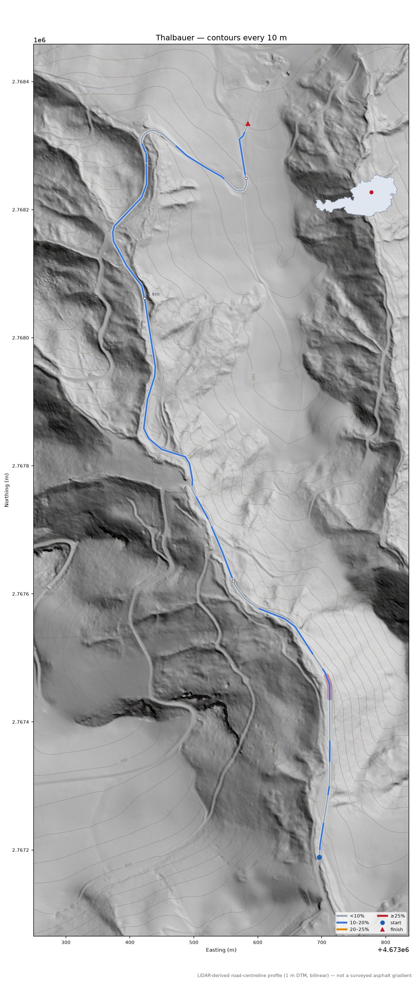 Thalbauer LiDAR hillshade map with contours