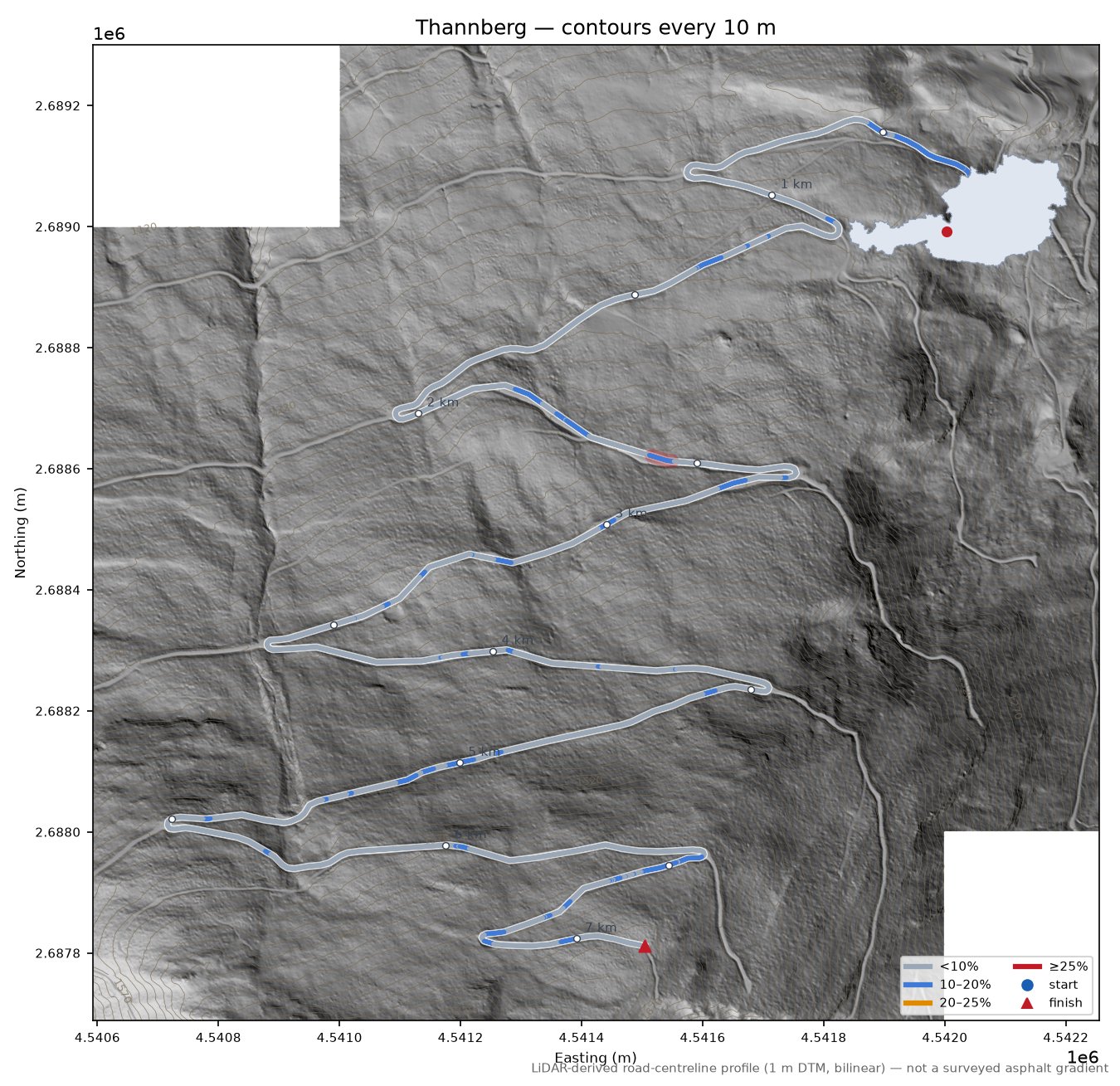 Thannberg LiDAR hillshade map with contours