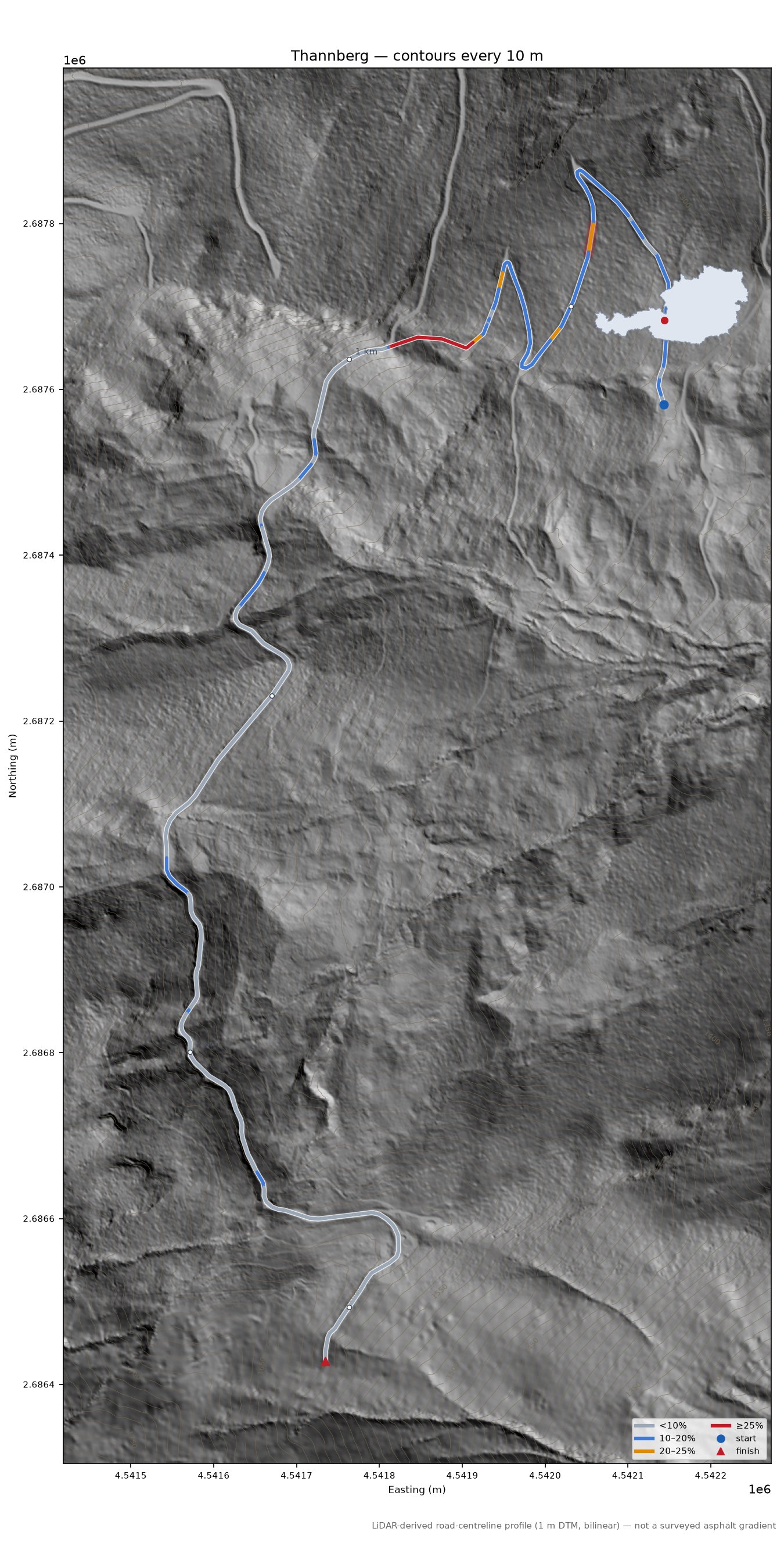 Thannberg LiDAR hillshade map with contours