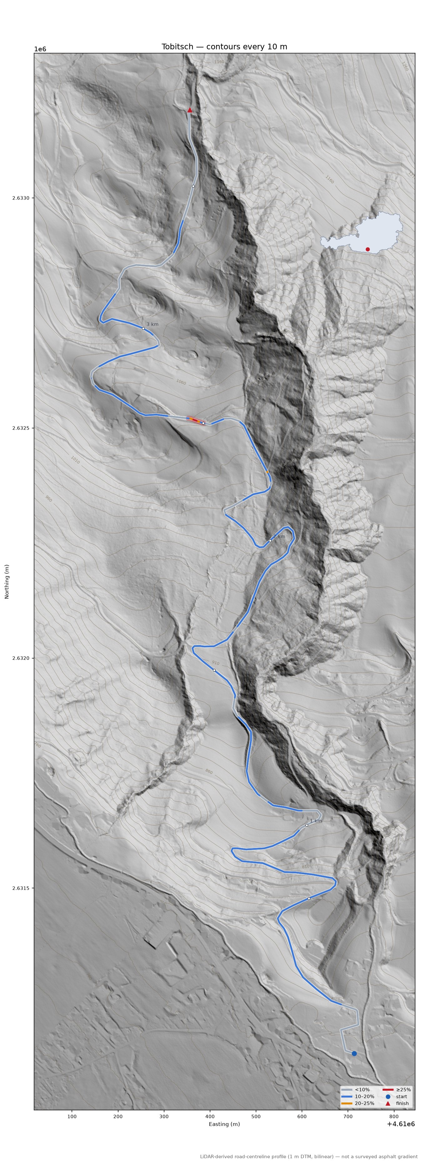 Tobitsch LiDAR hillshade map with contours