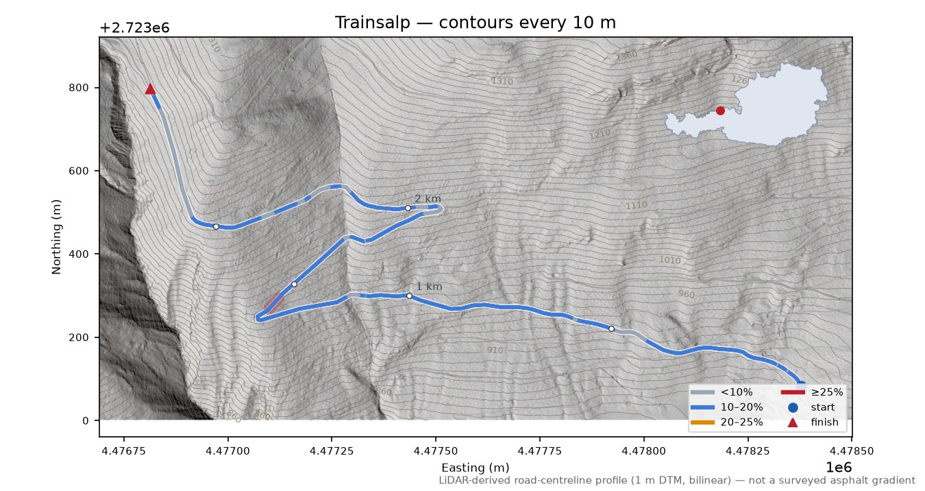 Trainsalp LiDAR hillshade map with contours