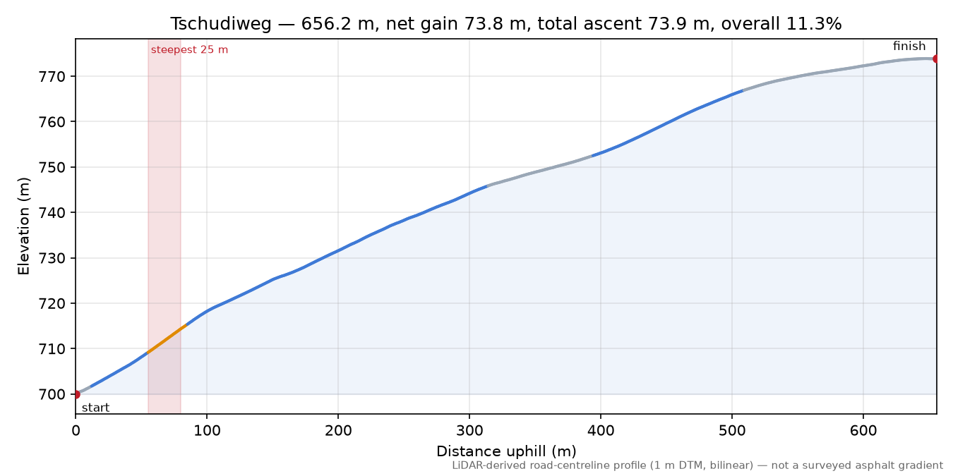 Tschudiweg elevation profile