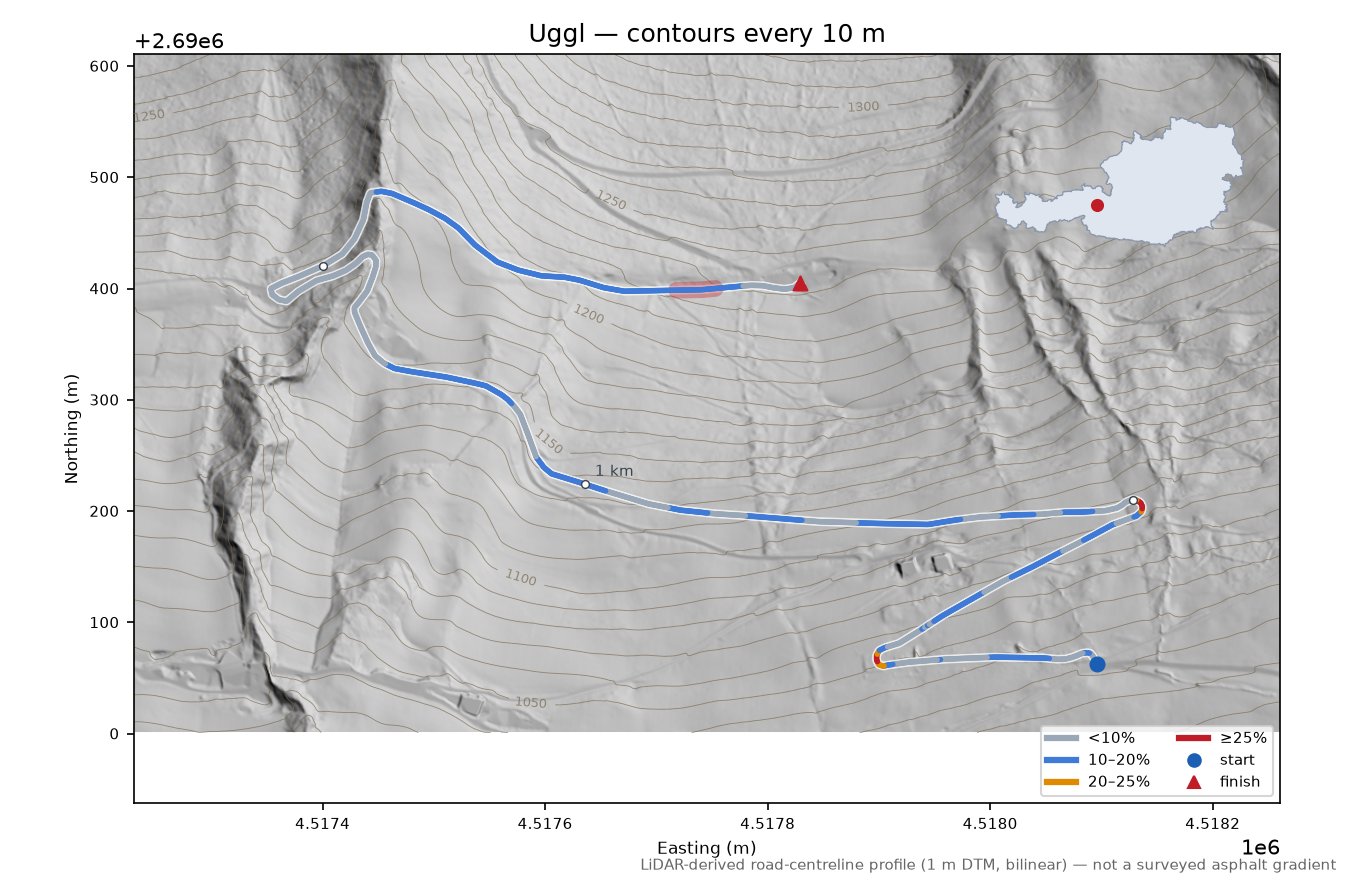 Uggl LiDAR hillshade map with contours