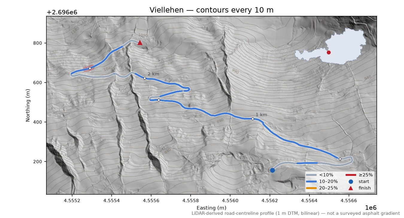 Viellehen LiDAR hillshade map with contours