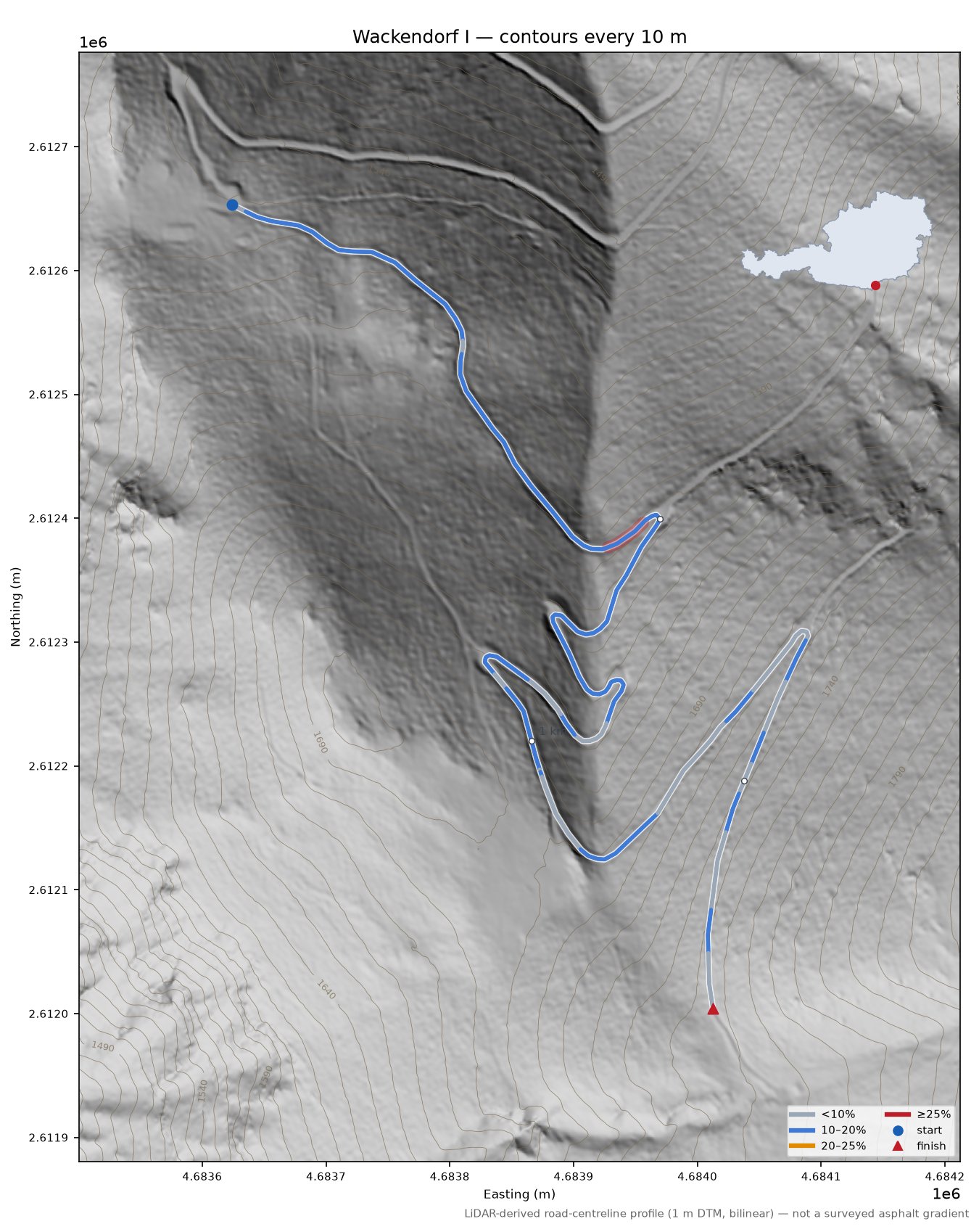 Wackendorf I LiDAR hillshade map with contours