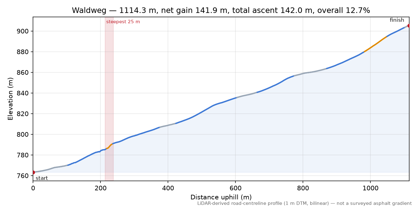 Waldweg elevation profile