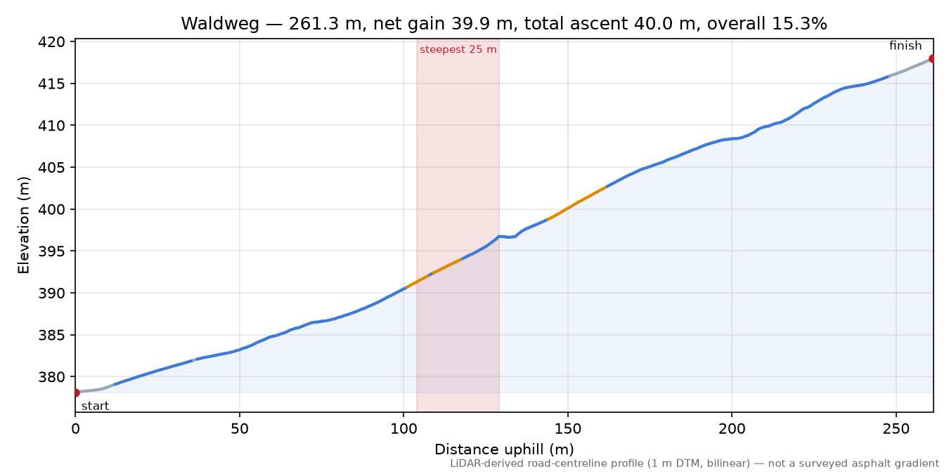 Waldweg elevation profile