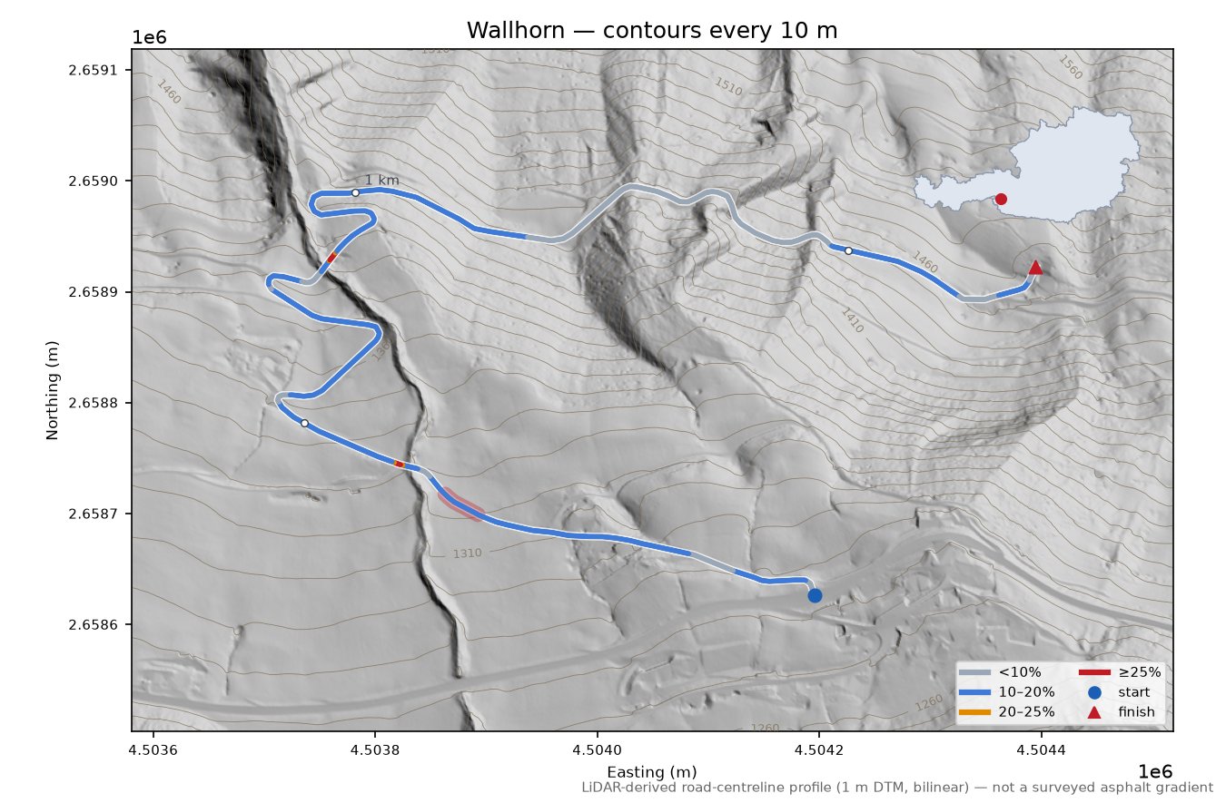 Wallhorn LiDAR hillshade map with contours