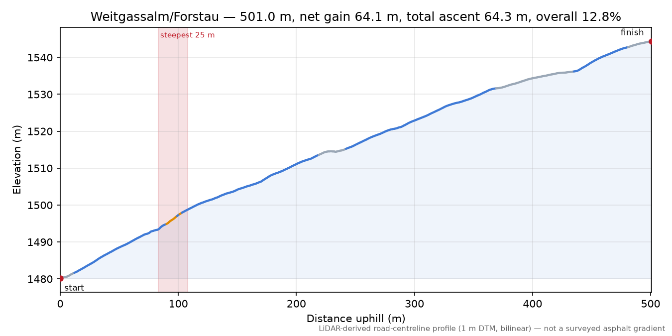 Weitgassalm/Forstau elevation profile