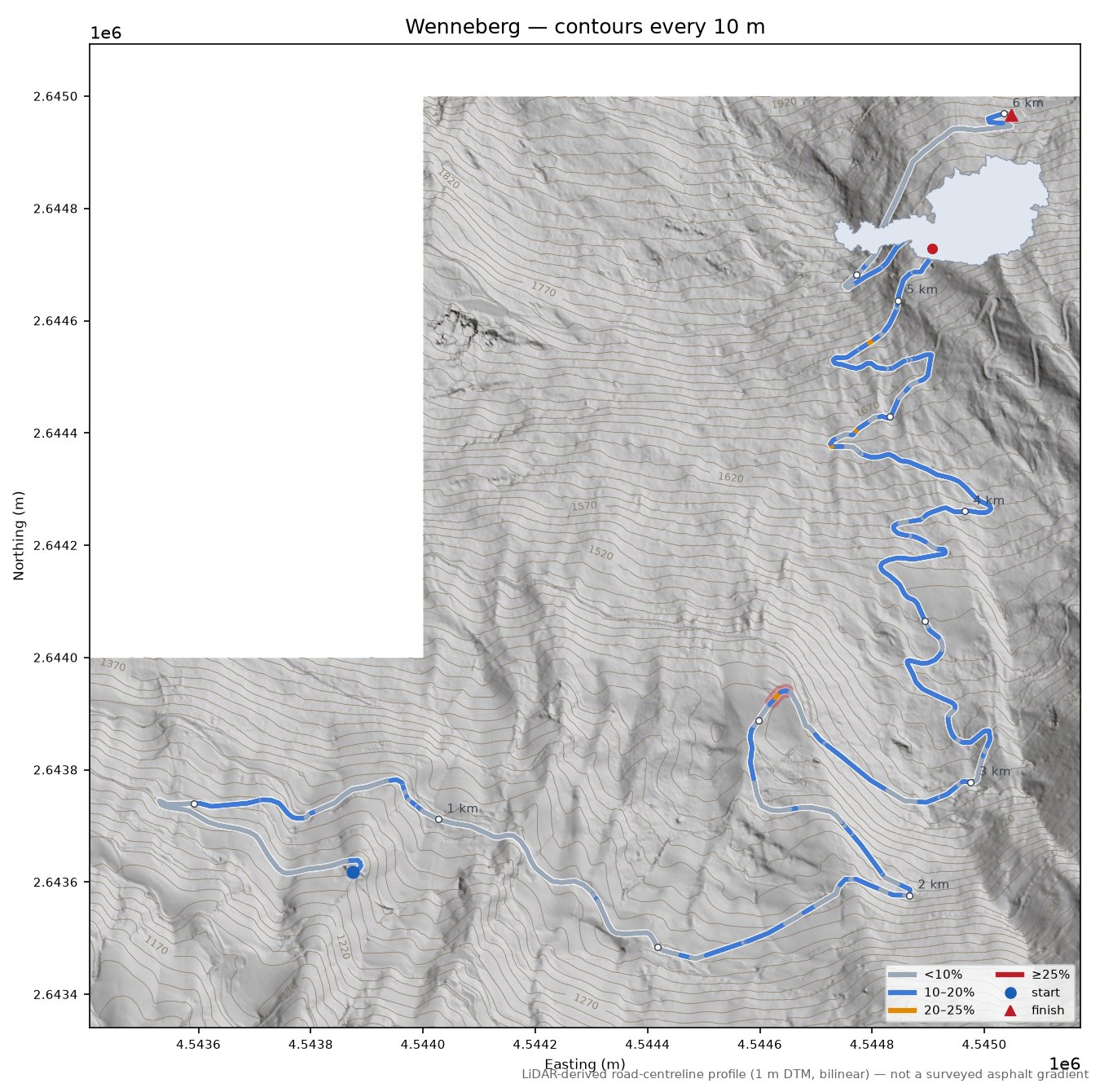 Wenneberg LiDAR hillshade map with contours