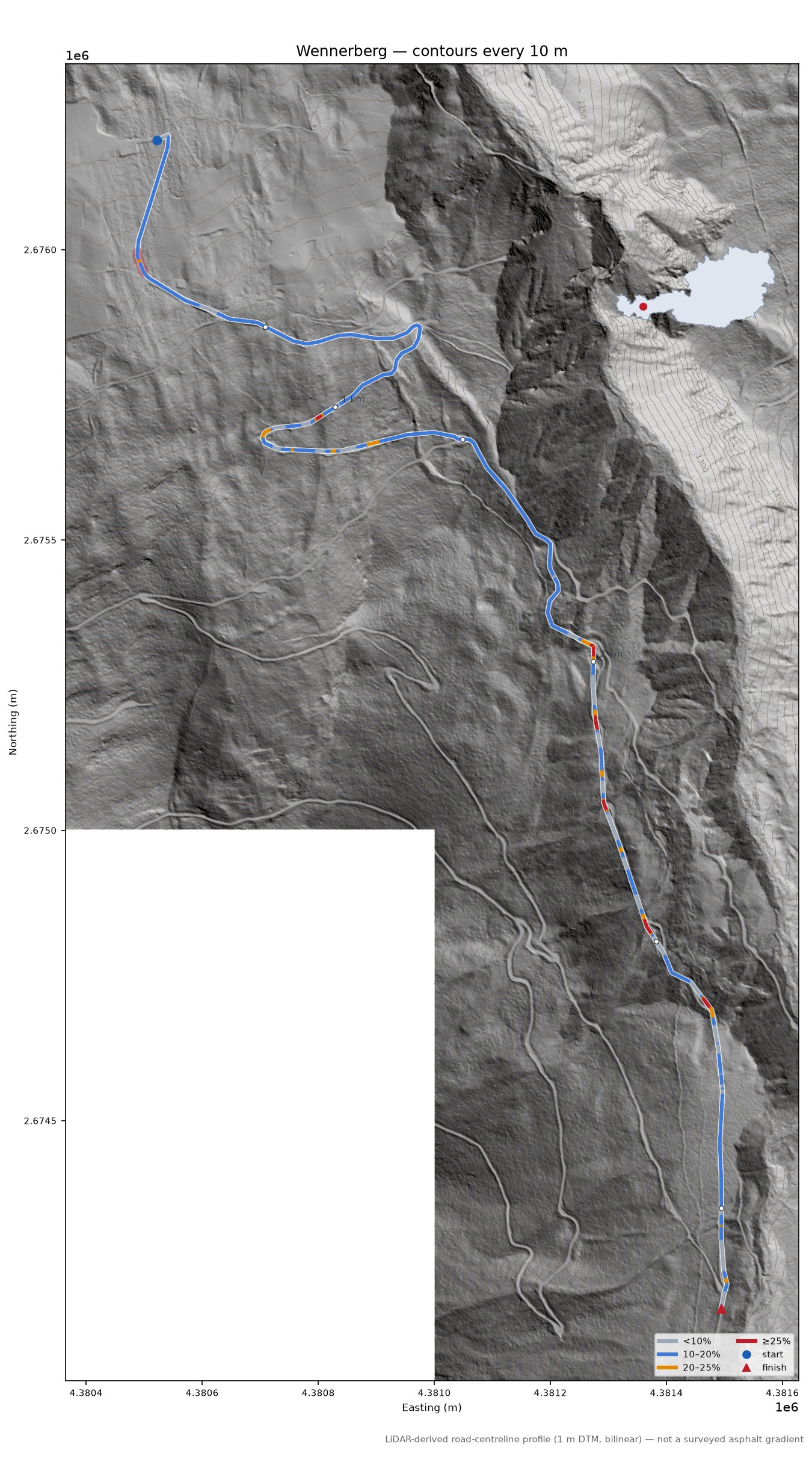 Wennerberg LiDAR hillshade map with contours
