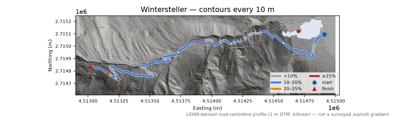 Wintersteller LiDAR hillshade map with contours