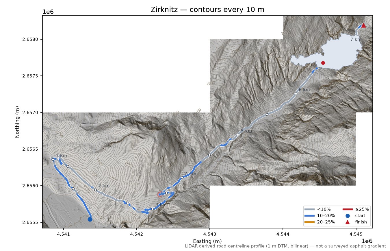 Zirknitz LiDAR hillshade map with contours