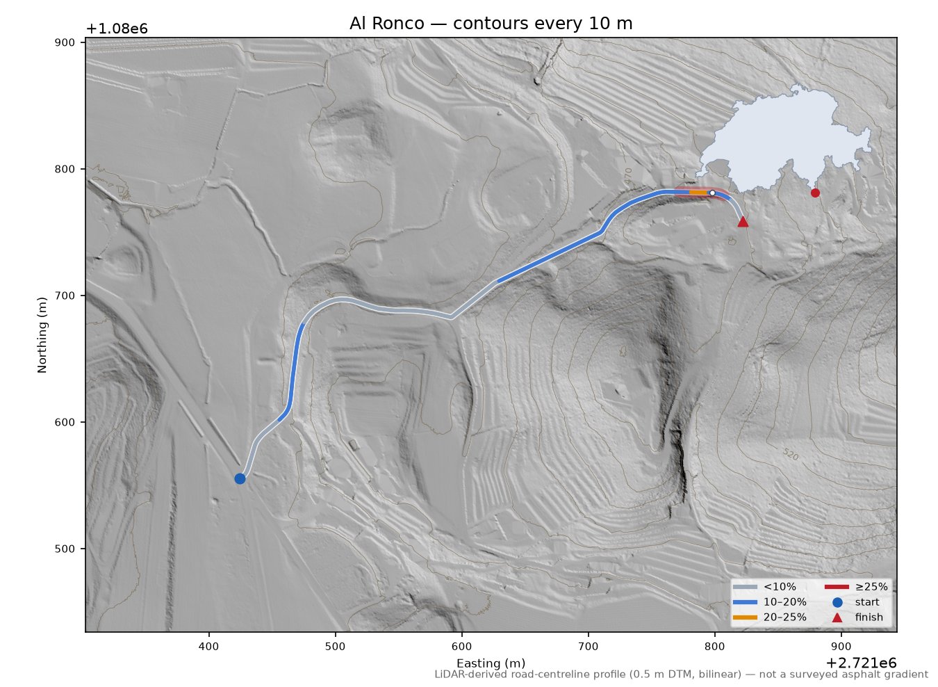 Al Ronco LiDAR hillshade map with contours