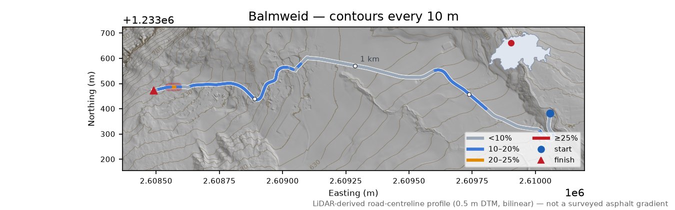 Balmweid LiDAR hillshade map with contours