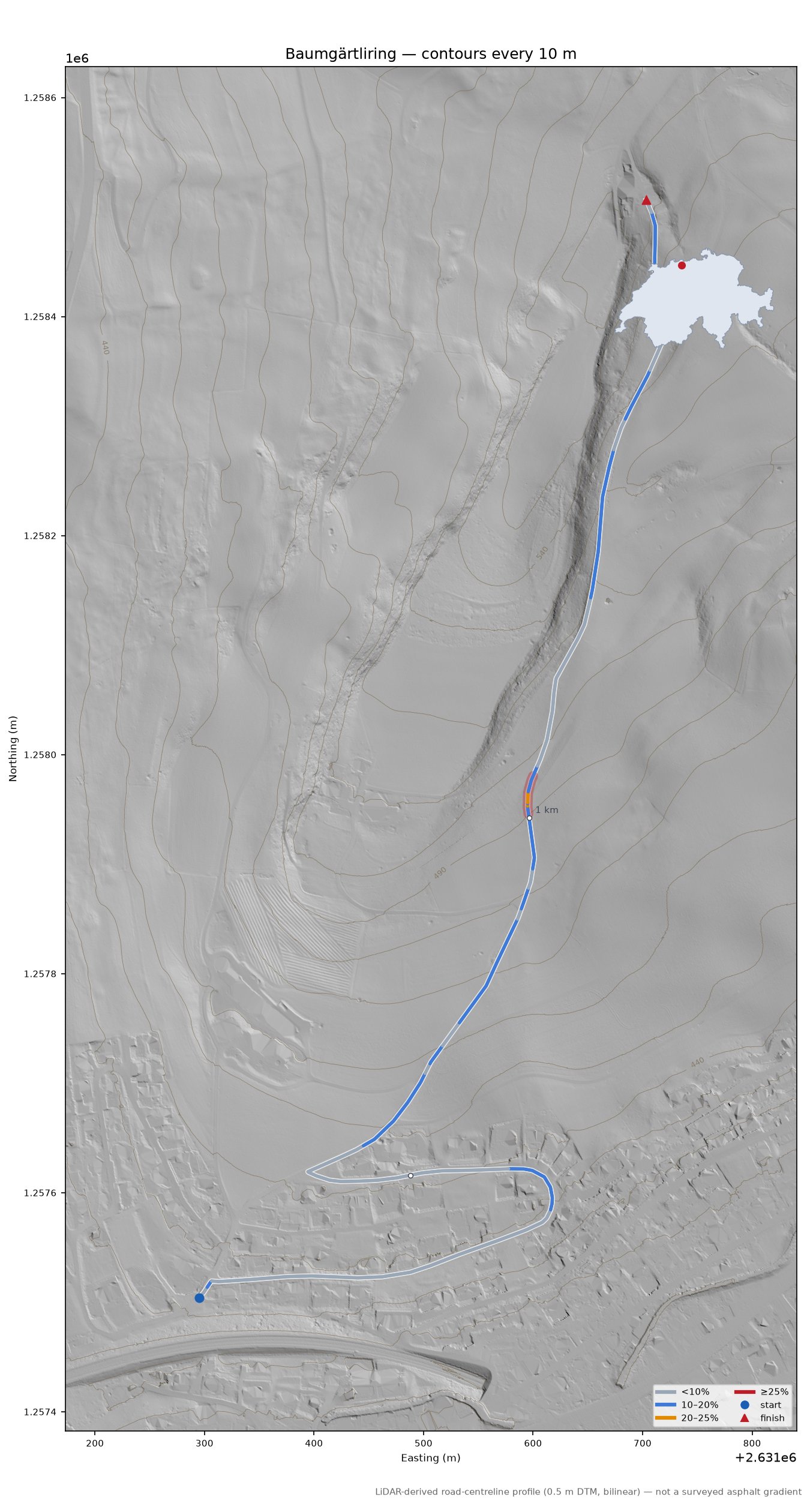 Baumgärtliring LiDAR hillshade map with contours