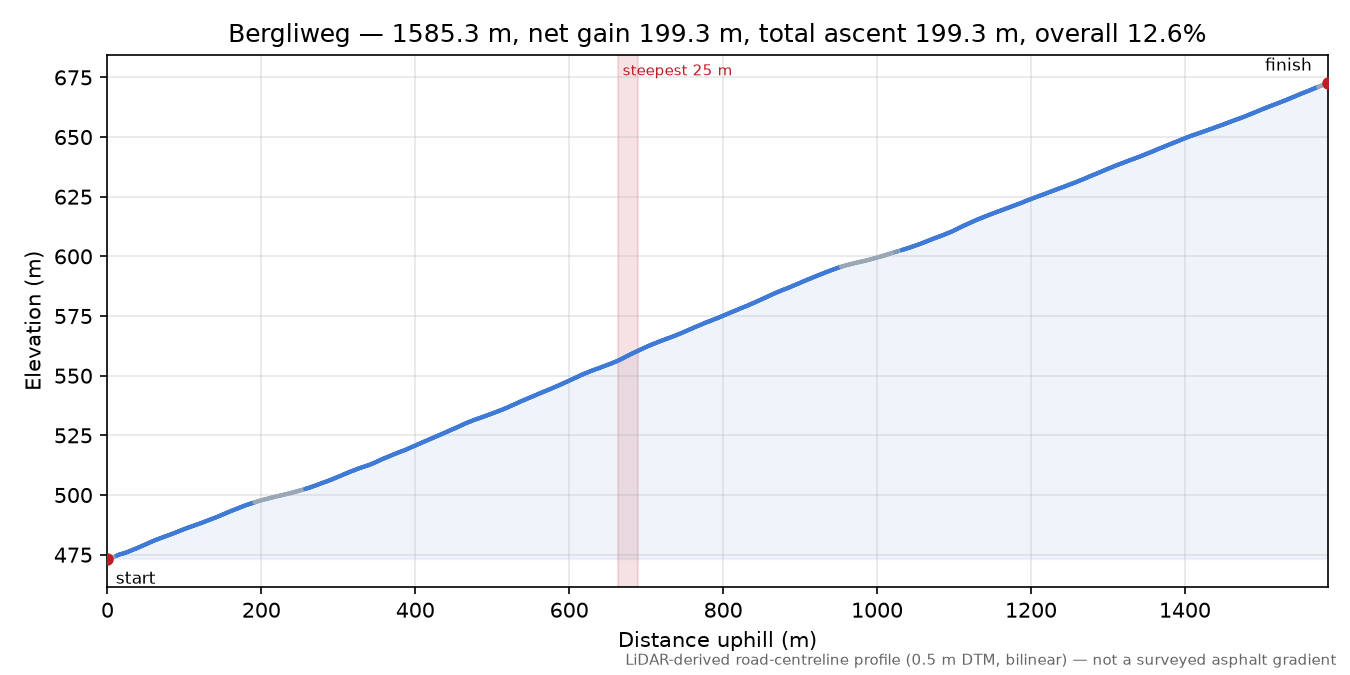 Bergliweg elevation profile