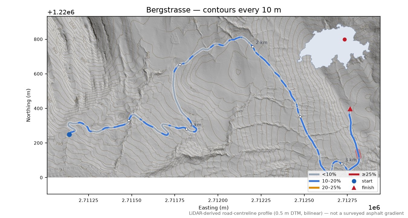 Bergstrasse LiDAR hillshade map with contours