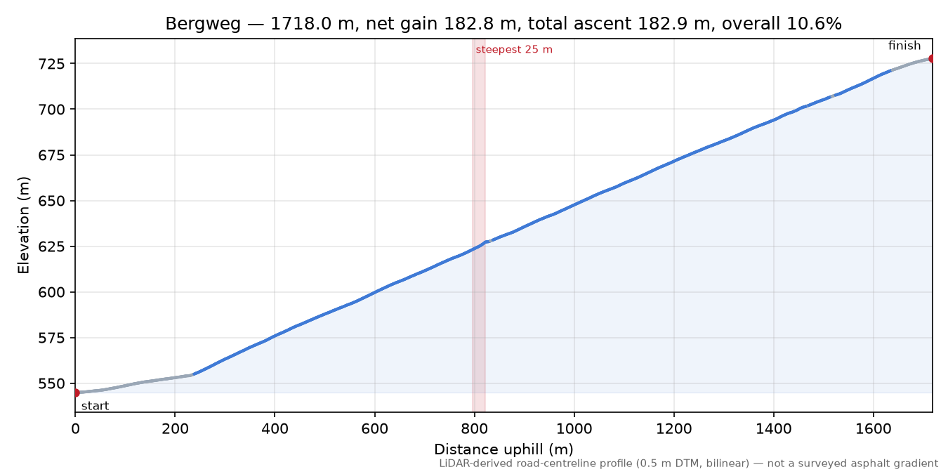 Bergweg elevation profile