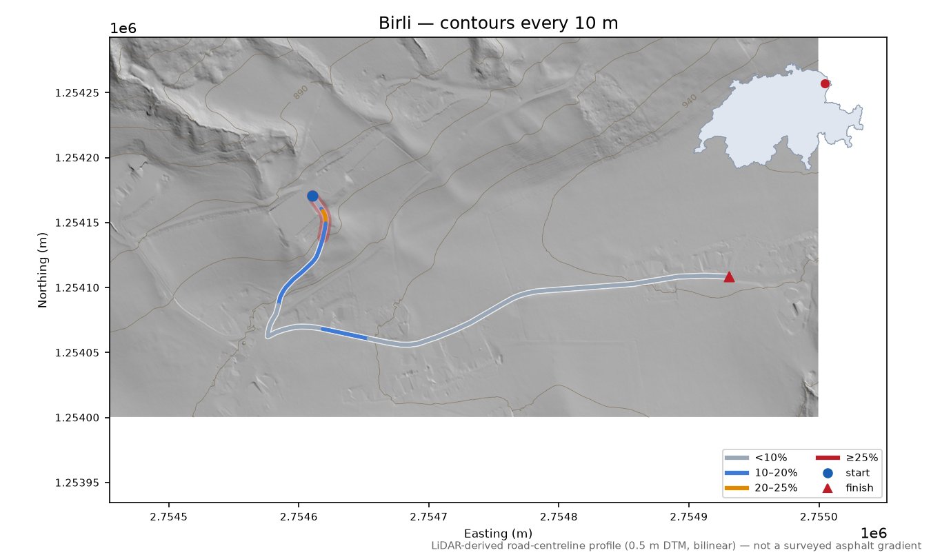 Birli LiDAR hillshade map with contours