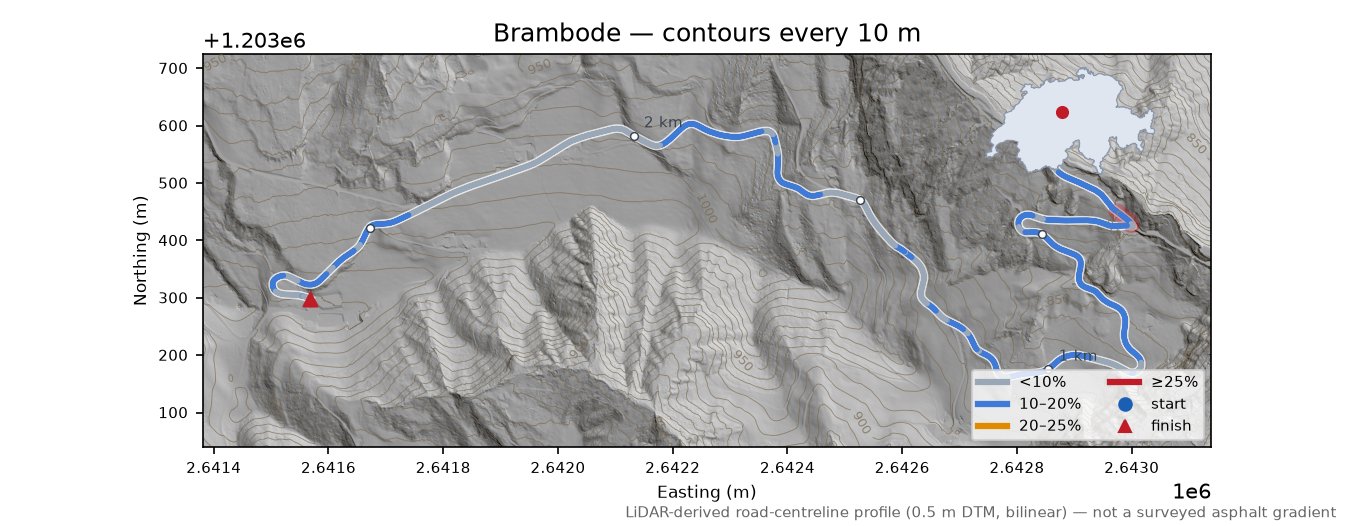 Brambode LiDAR hillshade map with contours