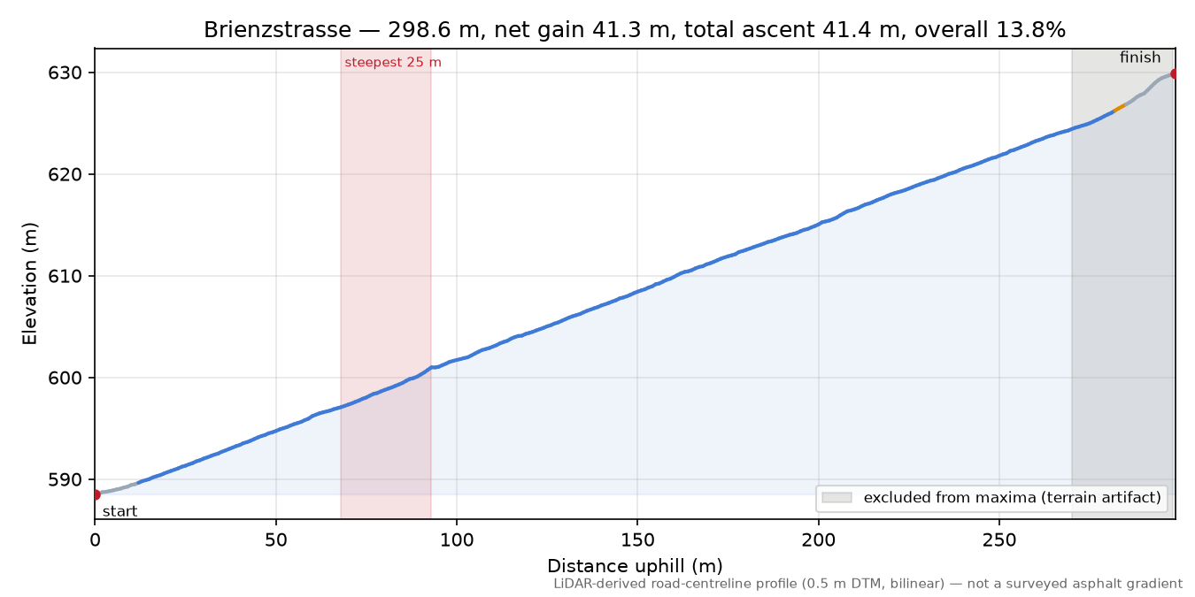 Brienzstrasse elevation profile