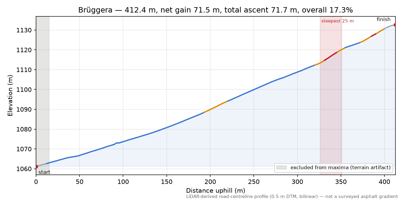 Brüggera elevation profile