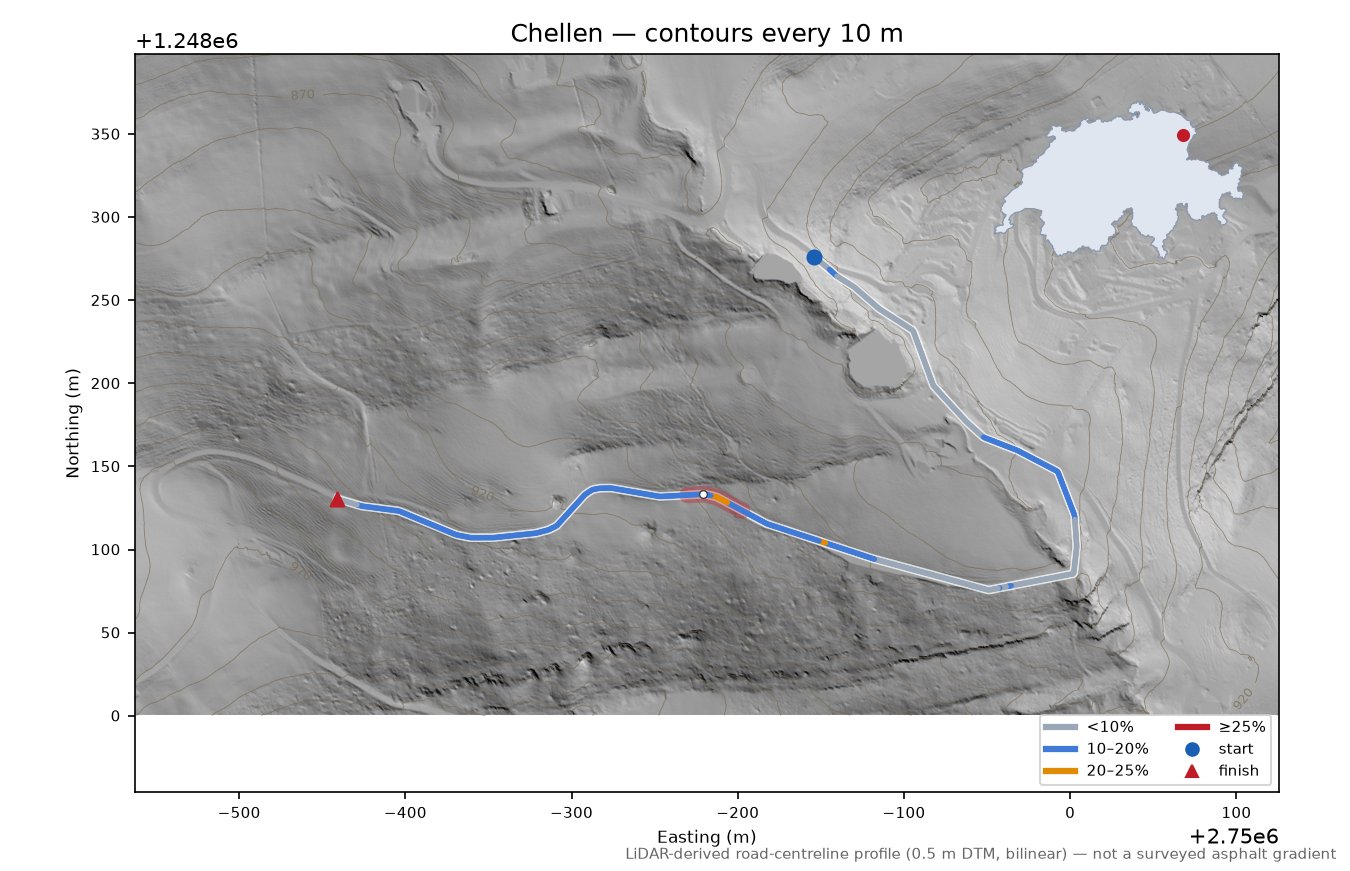 Chellen LiDAR hillshade map with contours