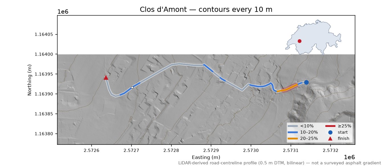 Clos d'Amont LiDAR hillshade map with contours