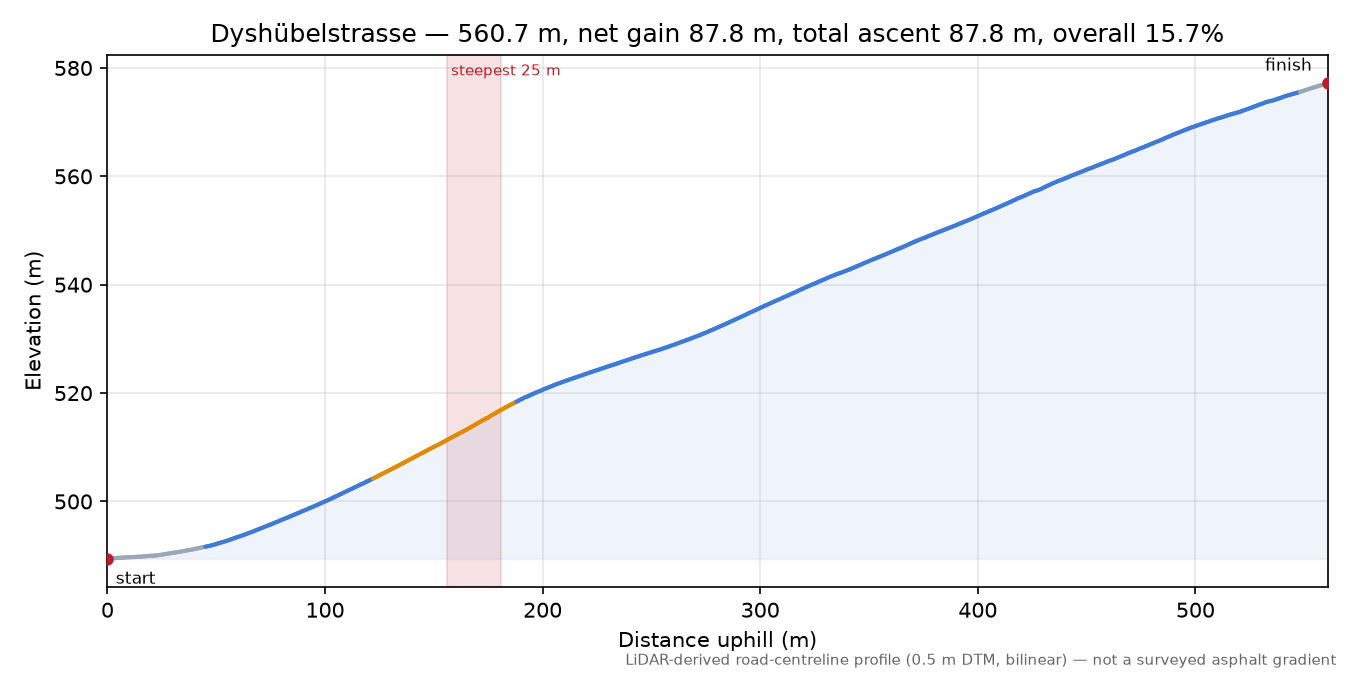 Dyshübelstrasse elevation profile