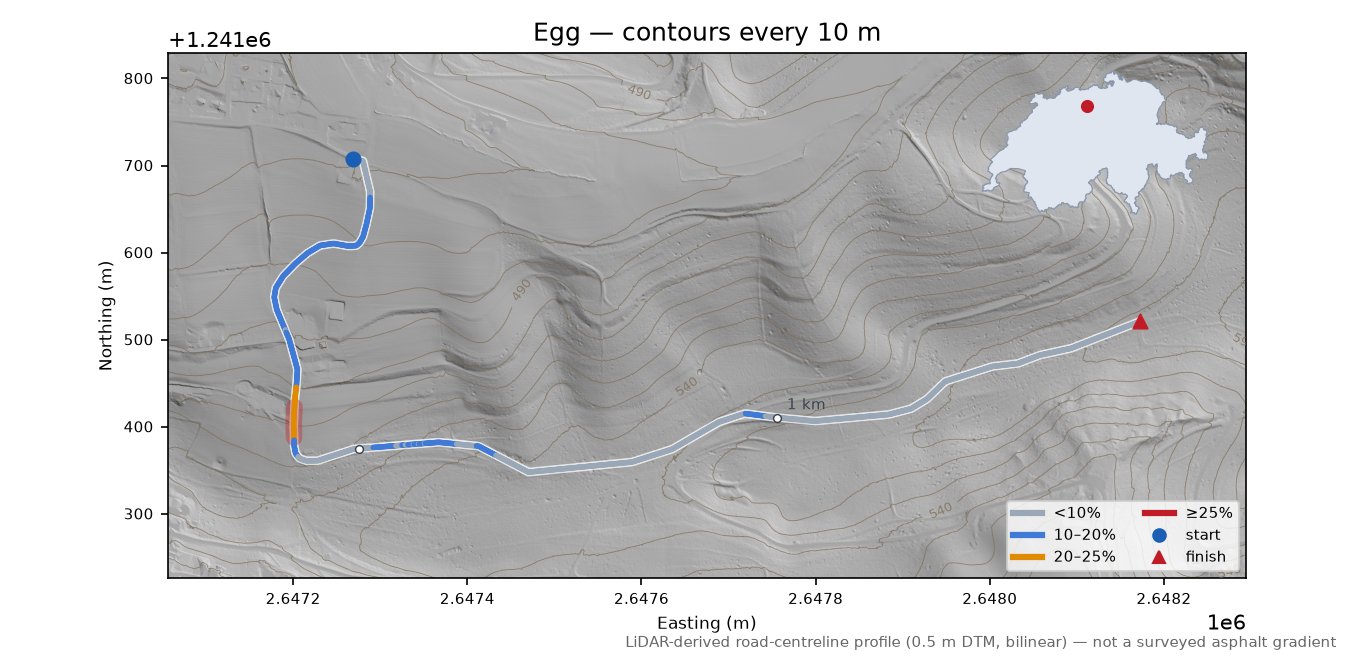 Egg LiDAR hillshade map with contours