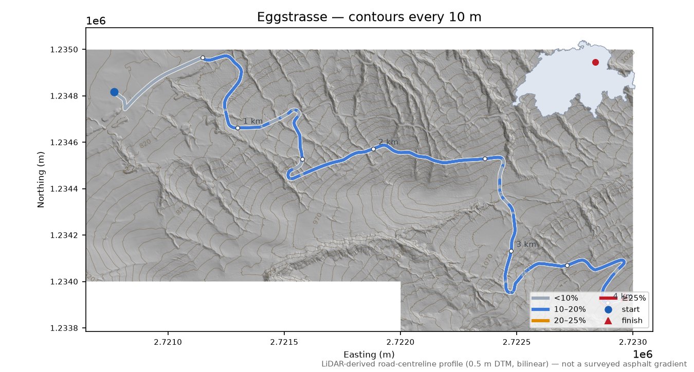 Eggstrasse LiDAR hillshade map with contours