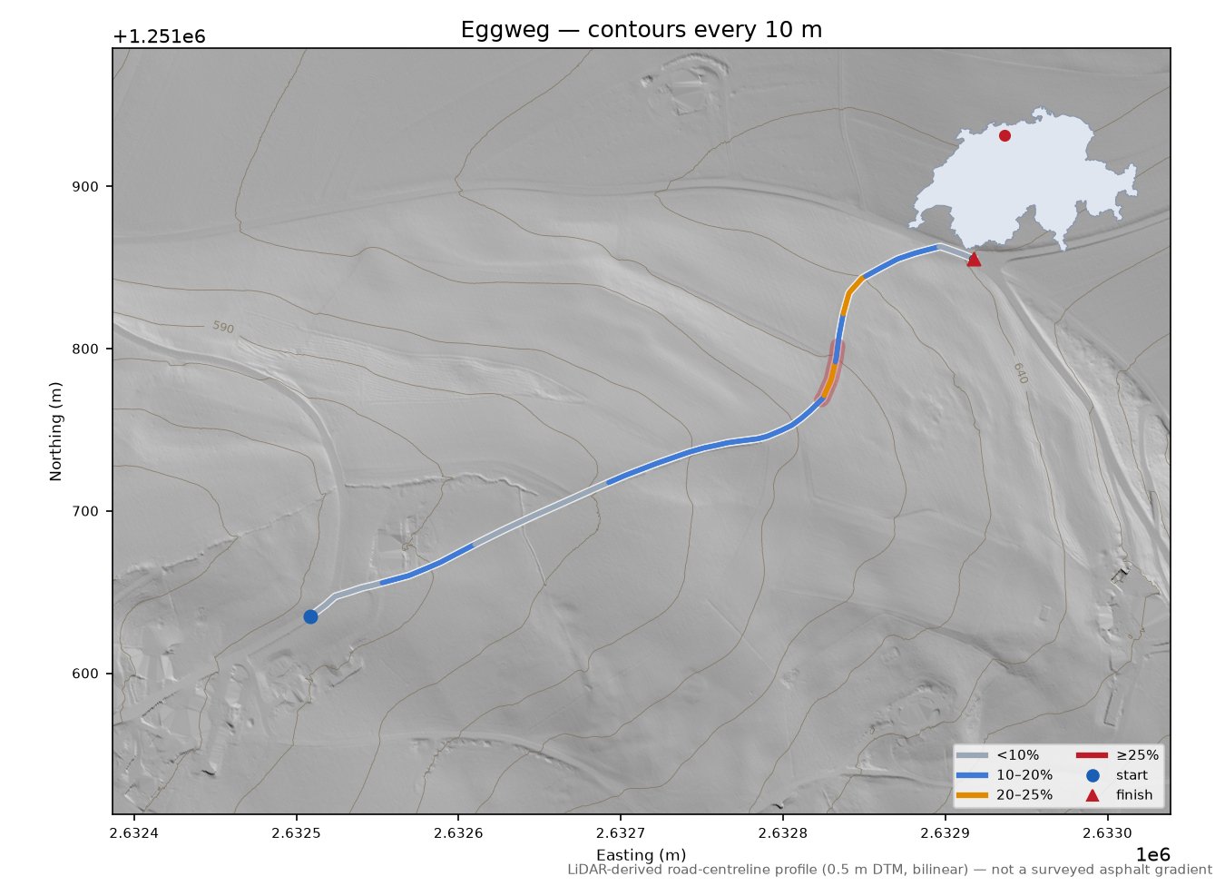 Eggweg LiDAR hillshade map with contours