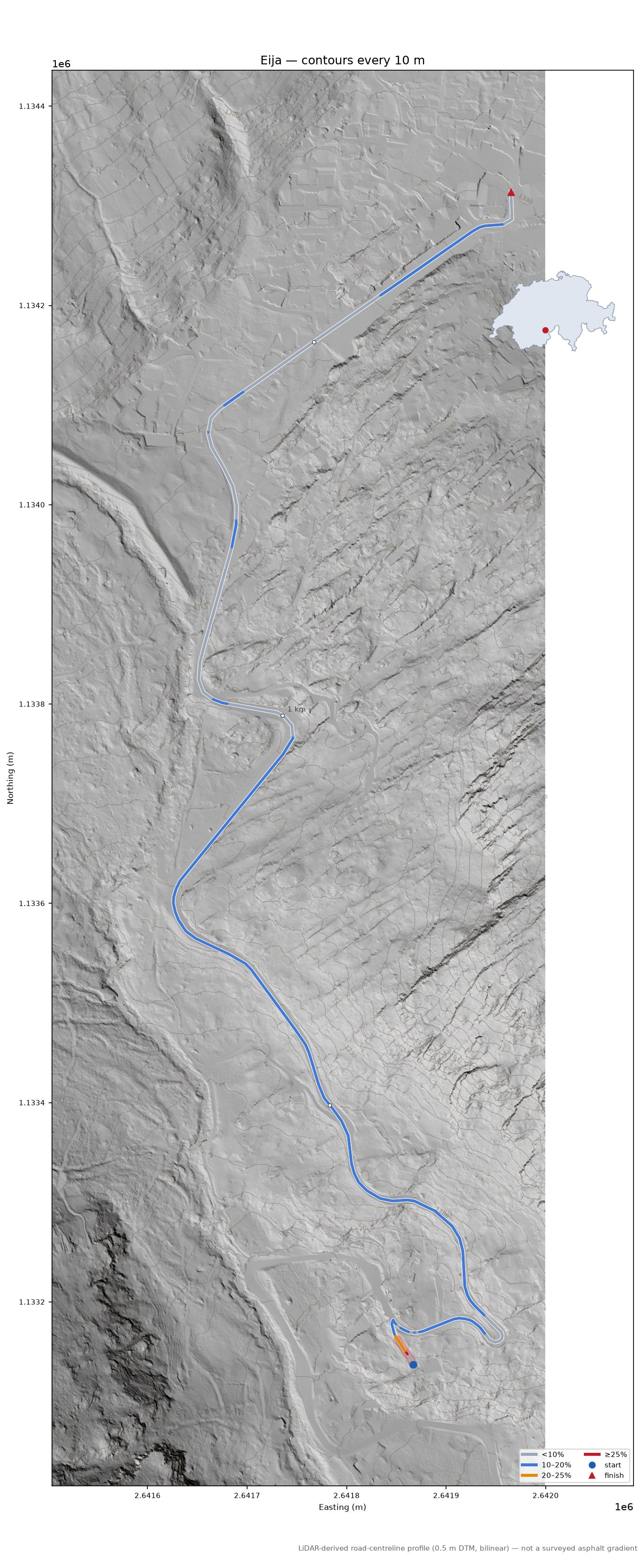 Eija LiDAR hillshade map with contours