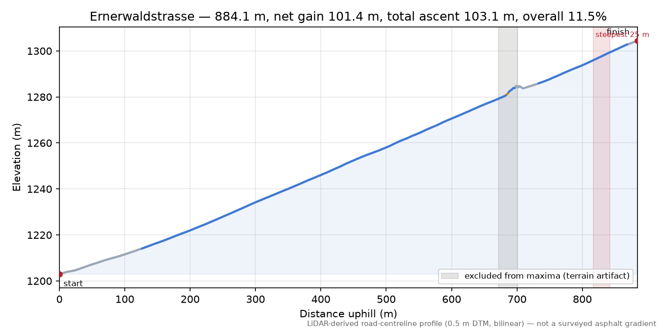 Ernerwaldstrasse elevation profile