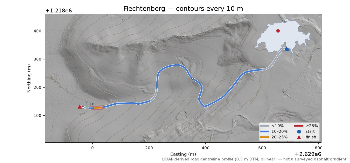 Fiechtenberg LiDAR hillshade map with contours