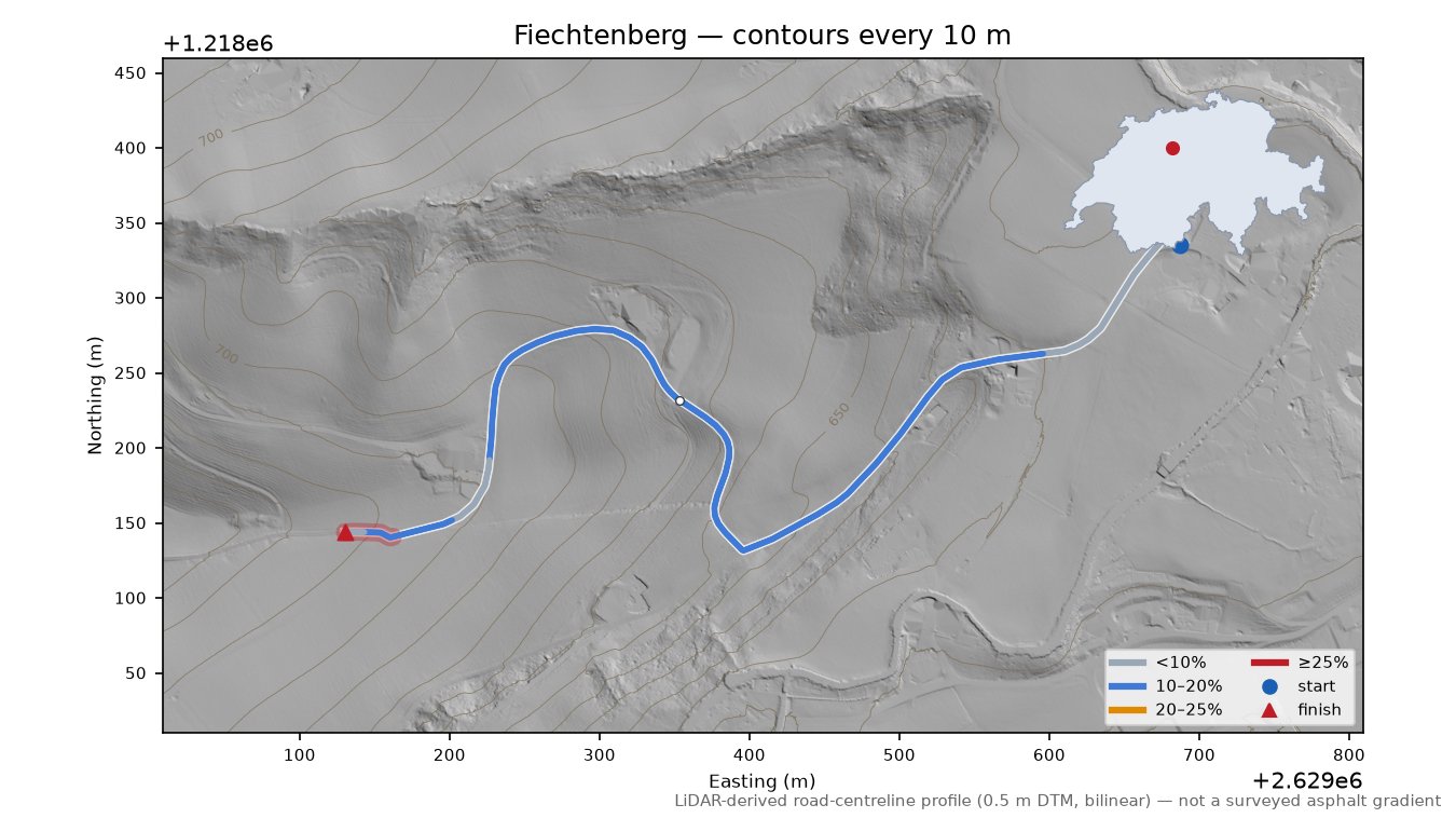 Fiechtenberg LiDAR hillshade map with contours
