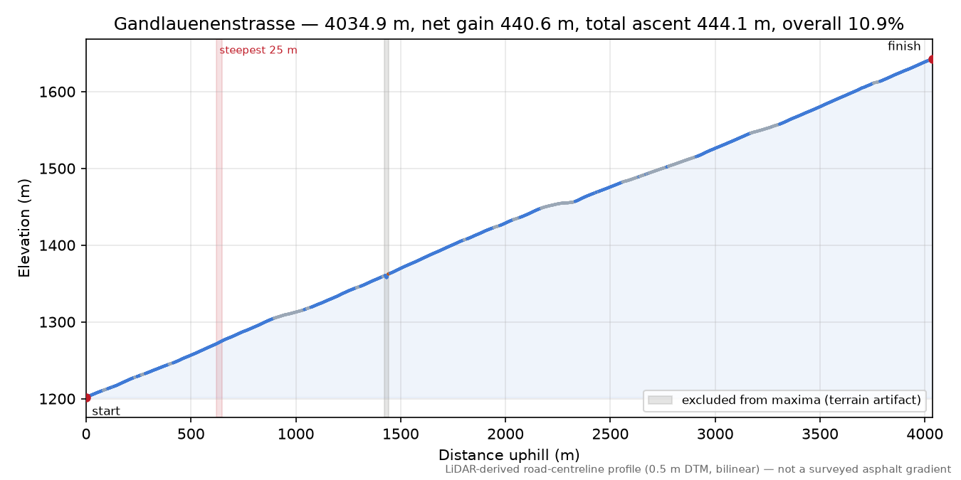 Gandlauenenstrasse elevation profile