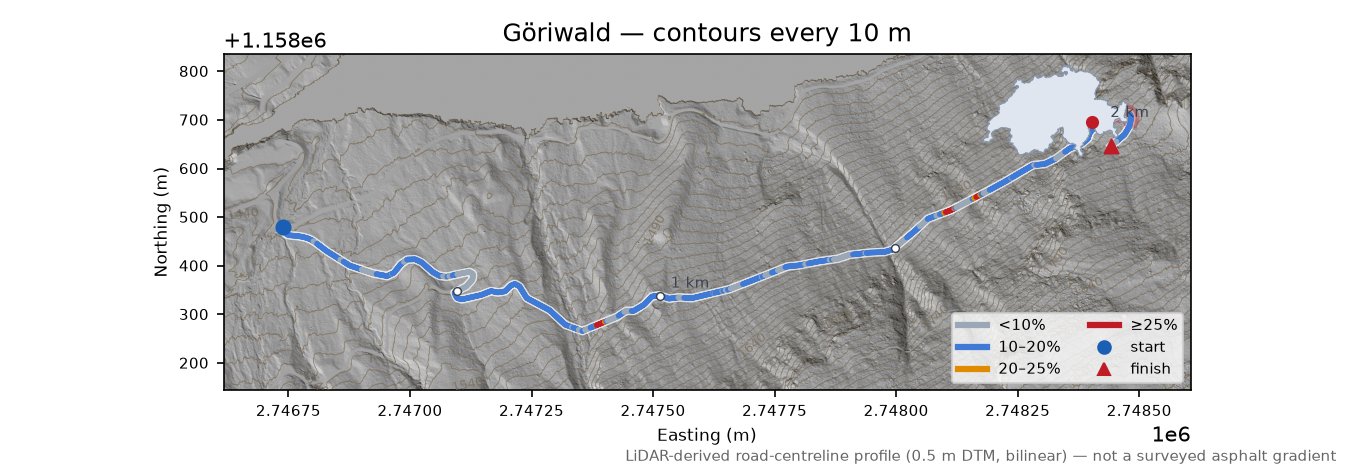 Göriwald LiDAR hillshade map with contours