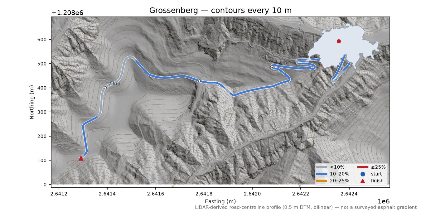 Grossenberg LiDAR hillshade map with contours