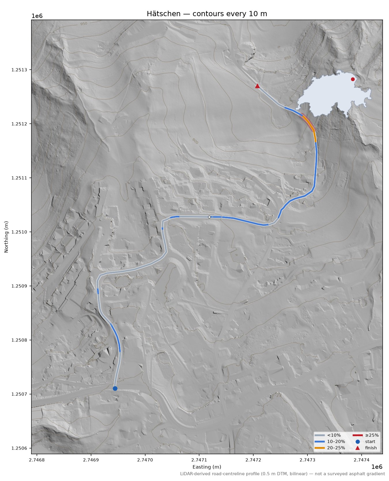 Hätschen LiDAR hillshade map with contours