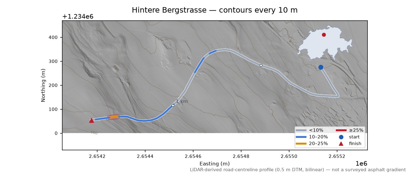 Hintere Bergstrasse LiDAR hillshade map with contours