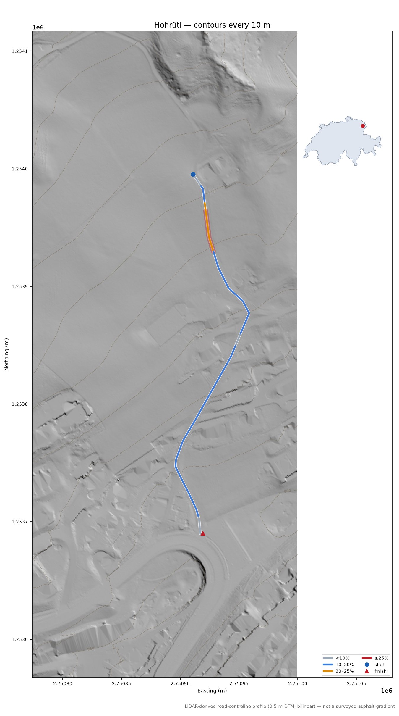 Hohrüti LiDAR hillshade map with contours