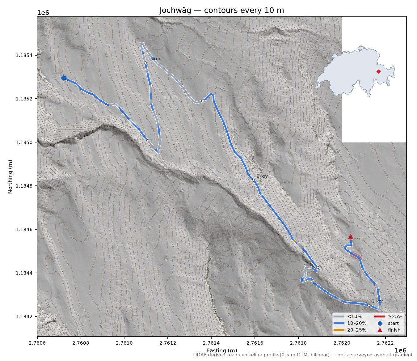 Jochwäg LiDAR hillshade map with contours