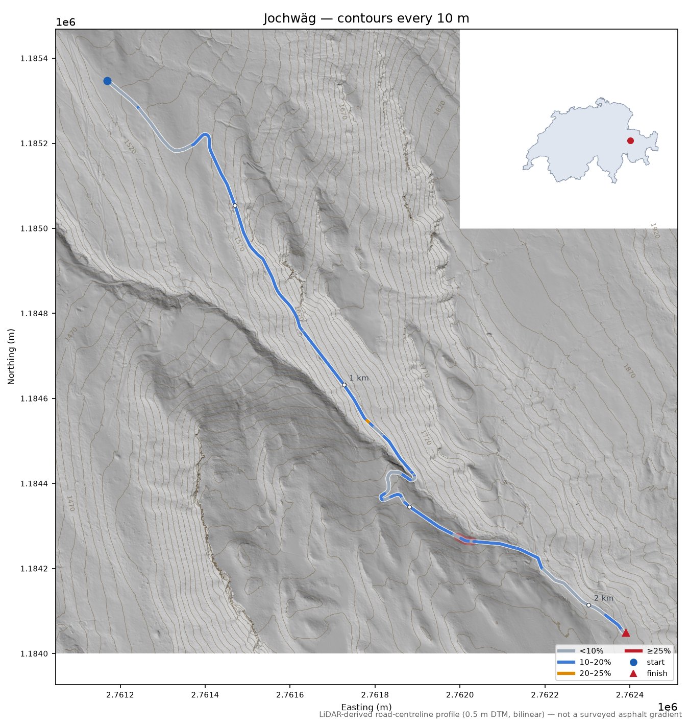 Jochwäg LiDAR hillshade map with contours