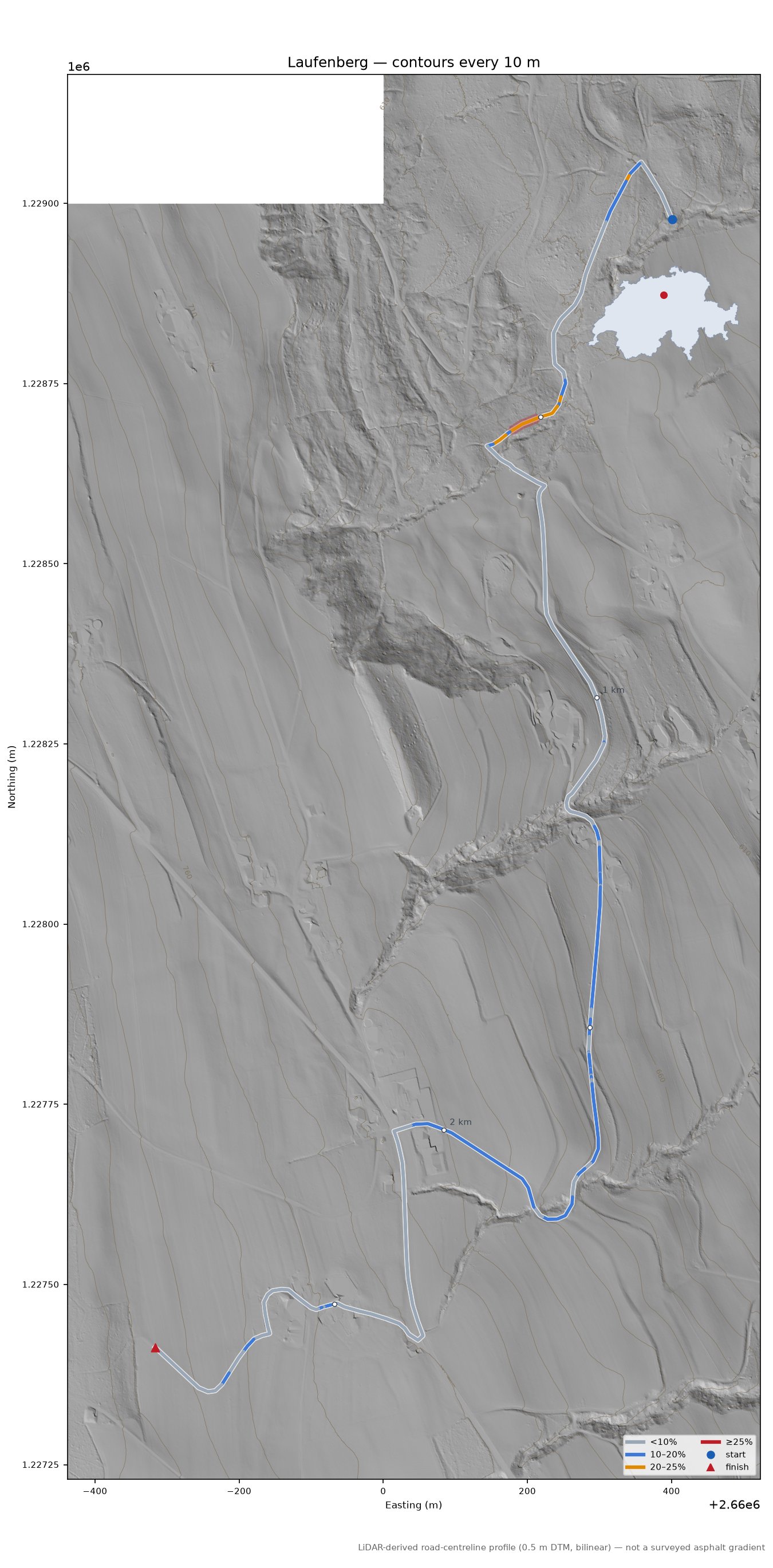 Laufenberg LiDAR hillshade map with contours