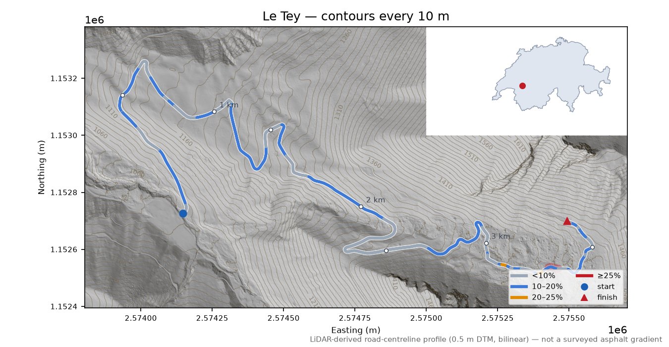Le Tey LiDAR hillshade map with contours